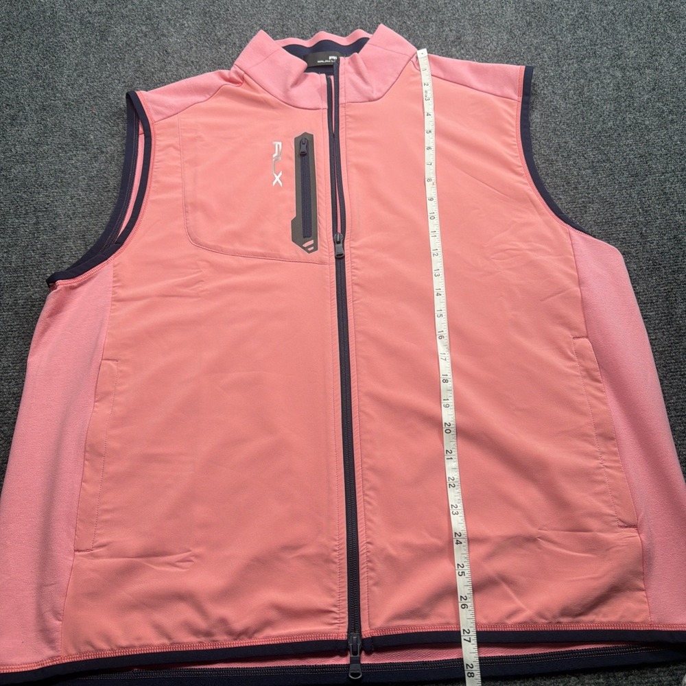 RLX Ralph Lauren Mens Vest XL Pink Full Zip Cotton Blend Zip Pockets Golf Preppy - Picture 6 of 8